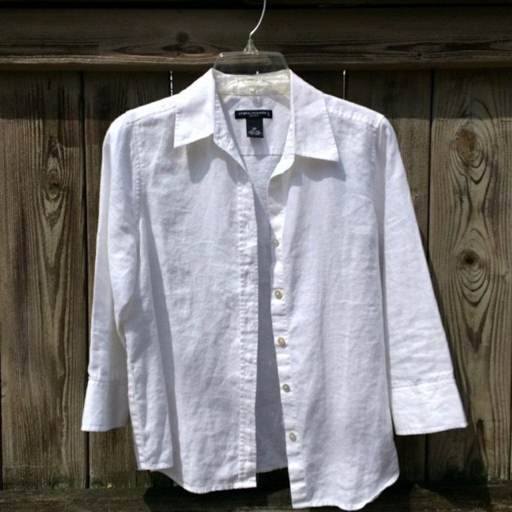 White Linen Button Down Shirt XSP